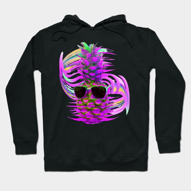 Cyberpunk Art Styled Funky Cool Pineapple Hoodie by vystudio